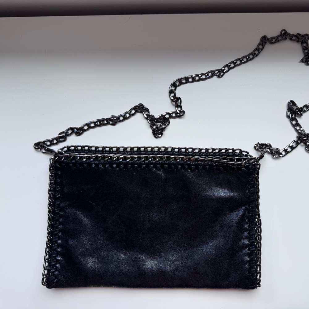 Black Crossbody/Shoulder Bag/Clutch with Silver Hardware